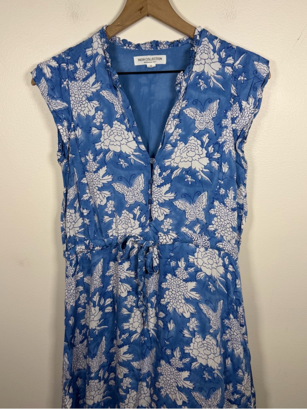SOLD — Emerson Fry India Collection Frances 3 Frill Dress Printed Size S Sky - Picture 3 of 9